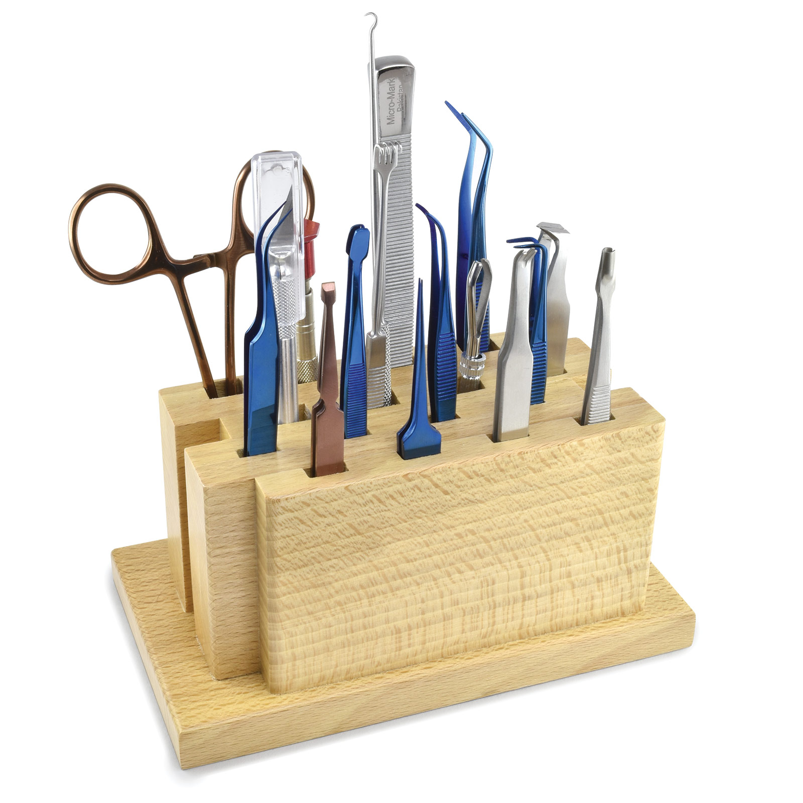 16-Slot Wooden Tool Organizer